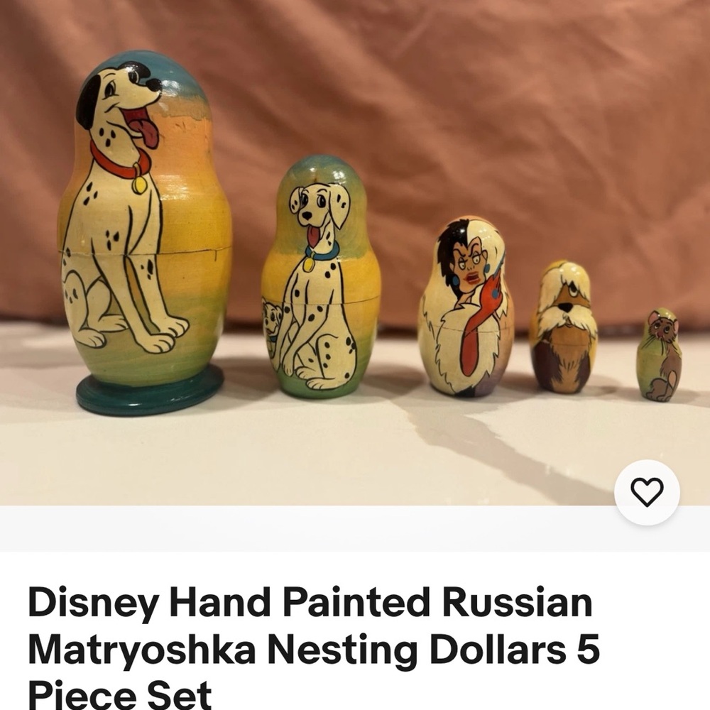 Disney Hand Painted Nesting Dolls - Blue, Yellow, Brown
